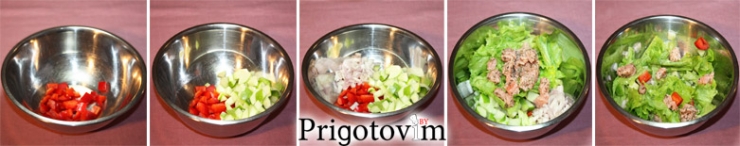 Приготовление салата  севиче из лосося шаг 3